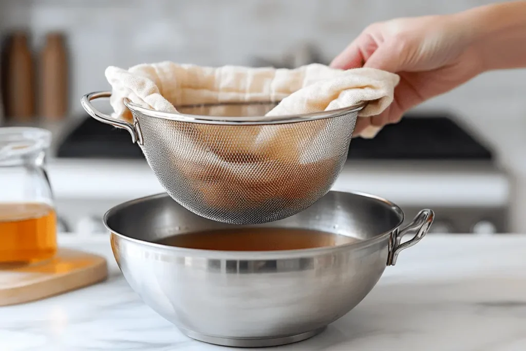 Layered Tea Towel for Straining Broth